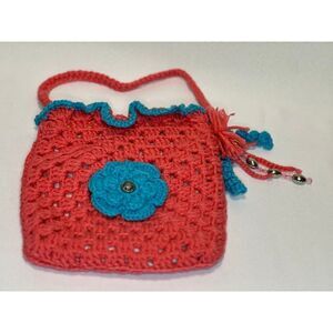NWOT child's purse handmade crochet lined and embellished.‎  SUPER CUTE!!